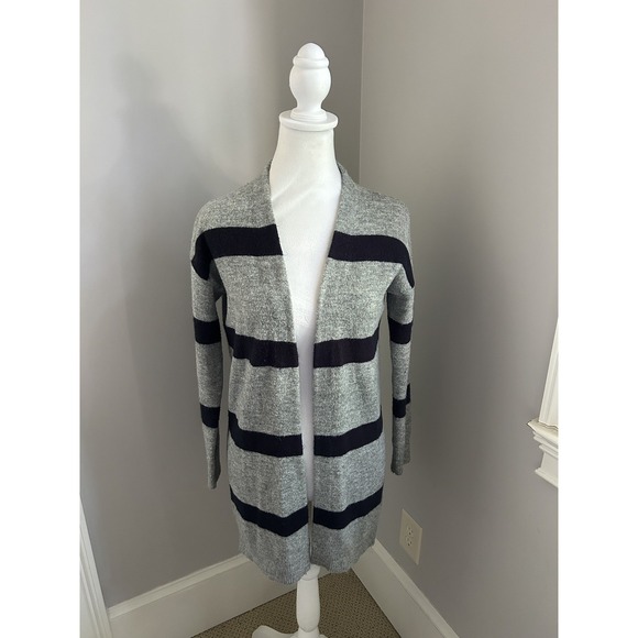 Sophie Rue Womens Gray & Navy Stripe Cardigan Sweater Size XS - Picture 1 of 8